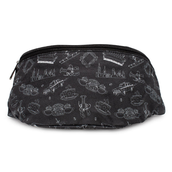 Buckle-Down Fanny Pack - Friends Television Show Icons Outlines Scattered Black White