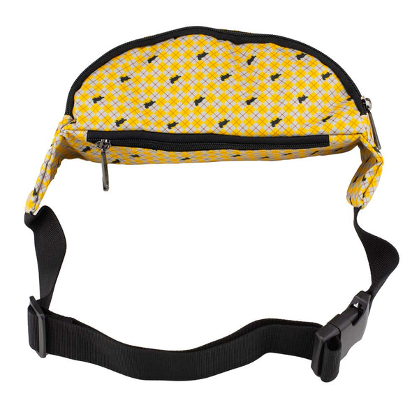 Buckle-Down Fanny Pack - Harry Potter Hufflepuff Badger With Shield Argyle Gray Yellow