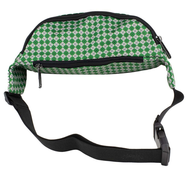 Buckle-Down Fanny Pack - Harry Potter Slytherin Snake With Shield Argyle Gray Green