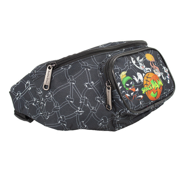 Buckle-Down Fanny Pack - SPACE JAM 4-Player Group Pose Netting Black White