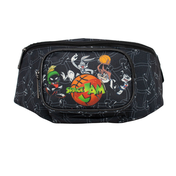 Buckle-Down Fanny Pack - SPACE JAM 4-Player Group Pose Netting Black White