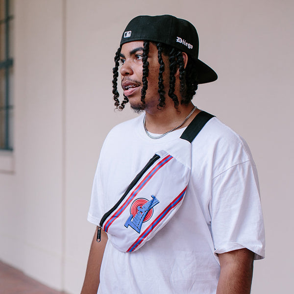 Buckle-Down Fanny Pack - Space Jam TUNE SQUAD Logo Stripe White Red Blue