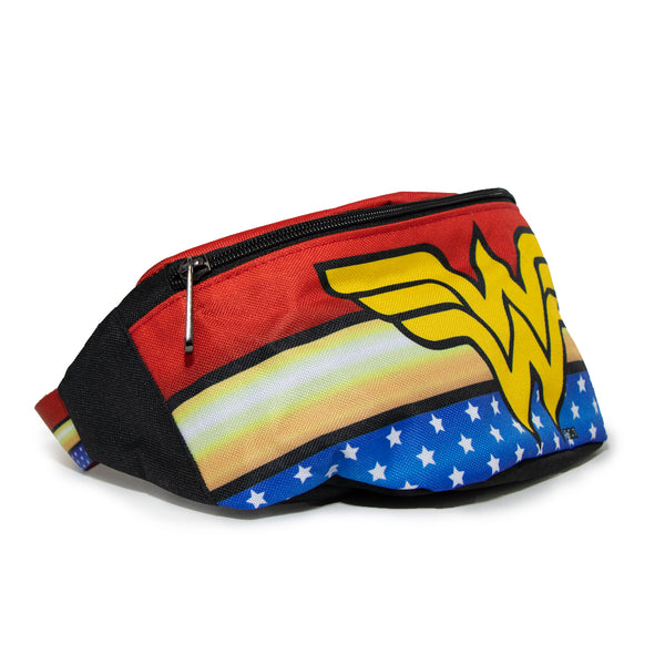 Buckle-Down Fanny Pack - WONDER WOMAN Logo Stripe Stars Red Gold Blue White
