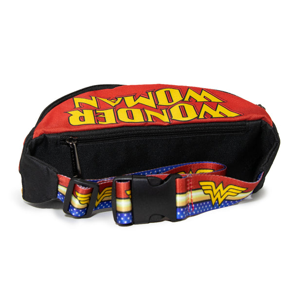 Buckle-Down Fanny Pack - WONDER WOMAN Logo Stripe Stars Red Gold Blue White