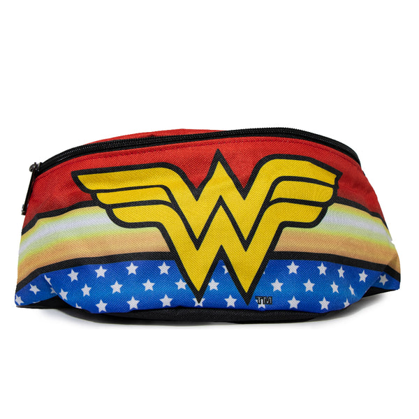 Buckle-Down Fanny Pack - WONDER WOMAN Logo Stripe Stars Red Gold Blue White