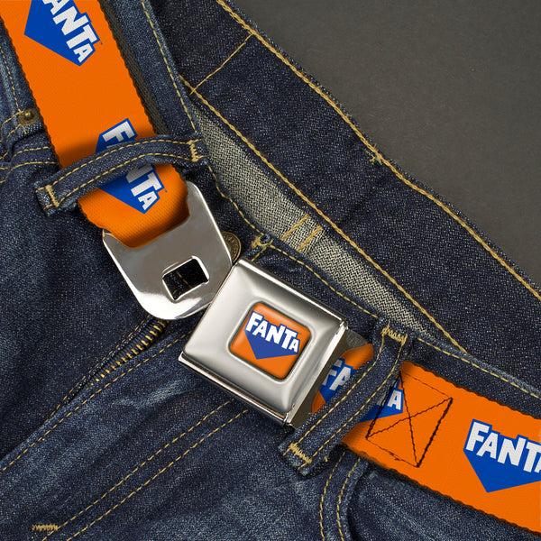 Buckle-Down FANTA Logo Full Color Orange/Blue/White Seatbelt Belt - FANTA Logo Orange/Blue/White Webbing