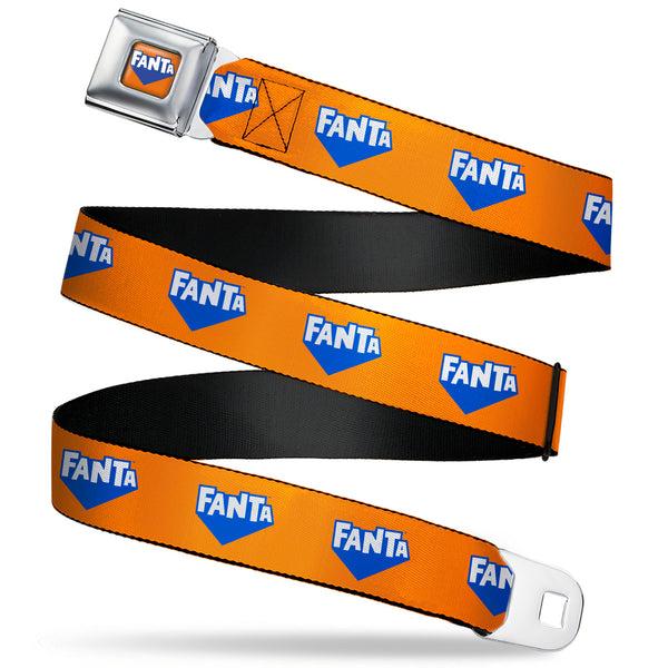 Buckle-Down FANTA Logo Full Color Orange/Blue/White Seatbelt Belt - FANTA Logo Orange/Blue/White Webbing