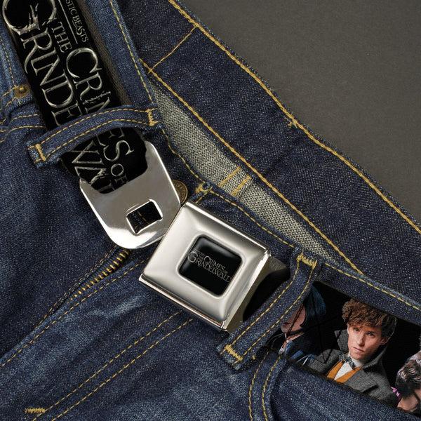 Buckle-Down FANTASTIC BEASTS THE CRIMES OF GRINDELWALD Logo Full Color Black/Silvers Seatbelt Belt - FANTASTIC BEASTS THE CRIMES OF GRINDELWALD 3-Character Group Pose Black/Silvers Webbing