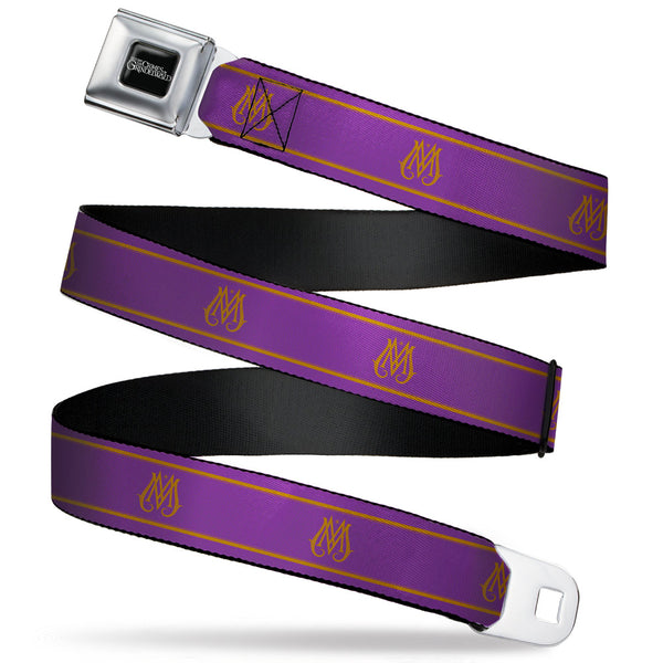 Buckle-Down FANTASTIC BEASTS THE CRIMES OF GRINDEWALD Logo Full Color Black/White Seatbelt Belt - Fantastic Beasts The Crimes of Grindelwald Ministry of Magic Icon Purple/Gold Webbing
