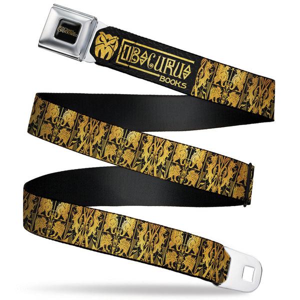 Buckle-Down FANTASTIC BEASTS THE CRIMES OF GRINDEWALD Logo Full Color Black/Golds Seatbelt Belt - Fantastic Beasts The Crimes of Grindelwald OBSCURUS BOOKS Binding Black/Golds Webbing