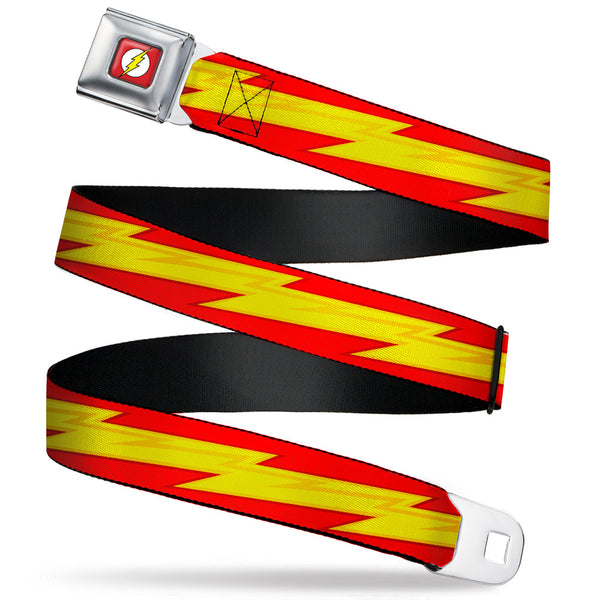 Buckle-Down Flash Logo Full Color Red White Yellow Seatbelt Belt - The Flash Bolt Stripe Reds/Yellows Webbing