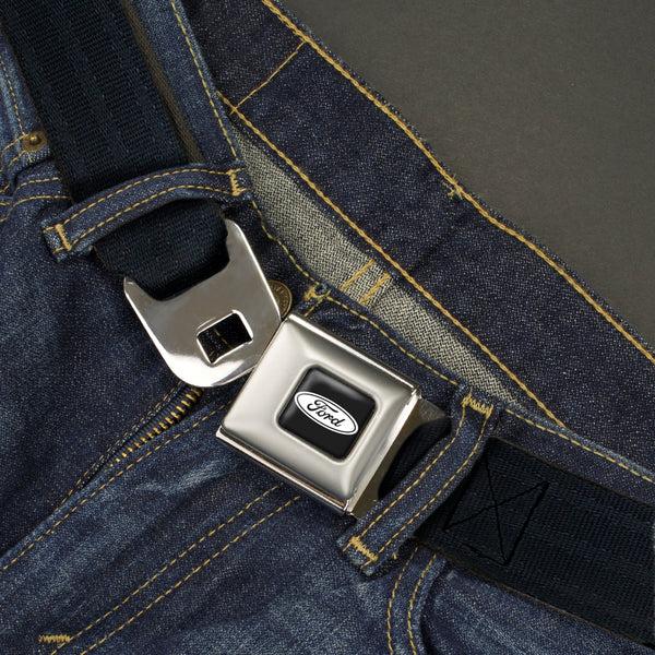 Buckle-Down Ford Emblem Seatbelt Belt - Black Panel Webbing