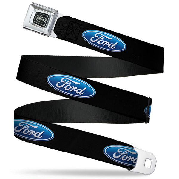 Buckle-Down Ford Emblem Seatbelt Belt - Ford Oval Logo REPEAT Webbing