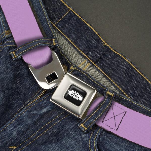 Buckle-Down Ford Emblem Seatbelt Belt - Lavender Webbing