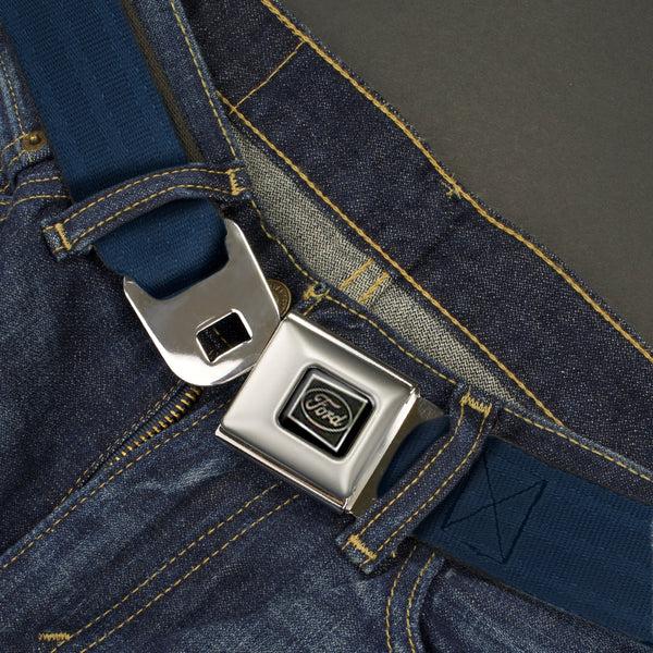 Buckle-Down Ford Emblem Seatbelt Belt - Navy Panel Webbing