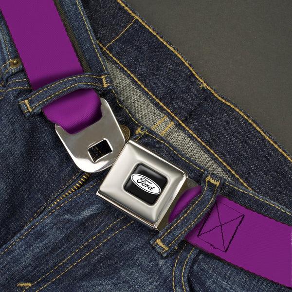 Buckle-Down Ford Emblem Seatbelt Belt - Purple Webbing