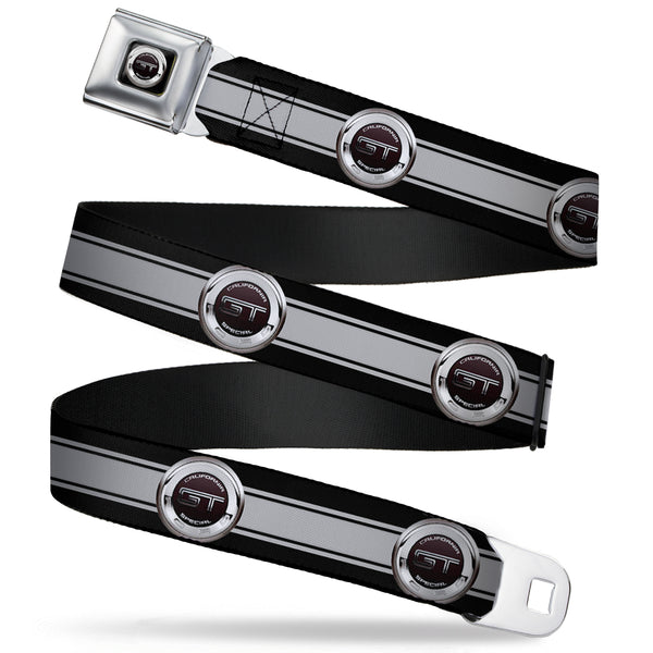 Buckle-Down FORD GT CALIFORNIA SPECIAL Emblem Full Color Black Silvers Seatbelt Belt - FORD GT CALIFORNIA SPECIAL Emblem Stripe Black/Gray/Silvers Webbing