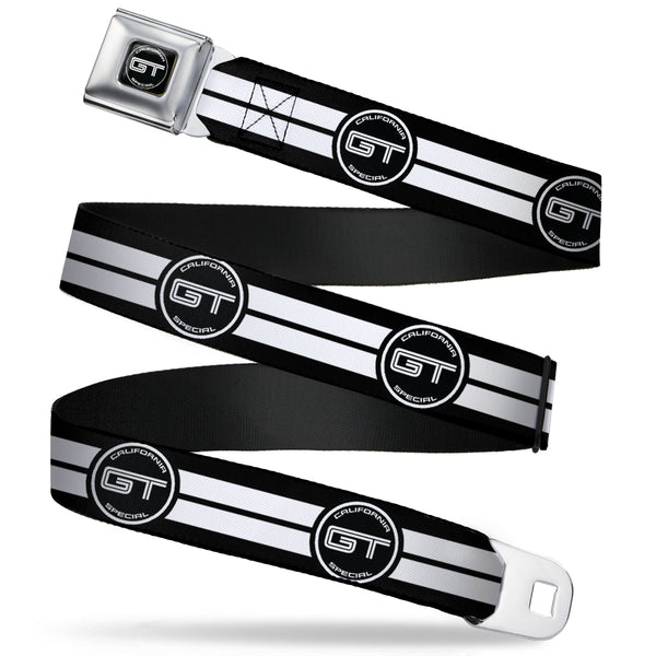 Buckle-Down Ford GT CALIFORNIA SPECIAL Emblem Full Color Black White Seatbelt Belt - Ford GT CALIFORNIA SPECIAL Emblem Stripe Black/White Webbing