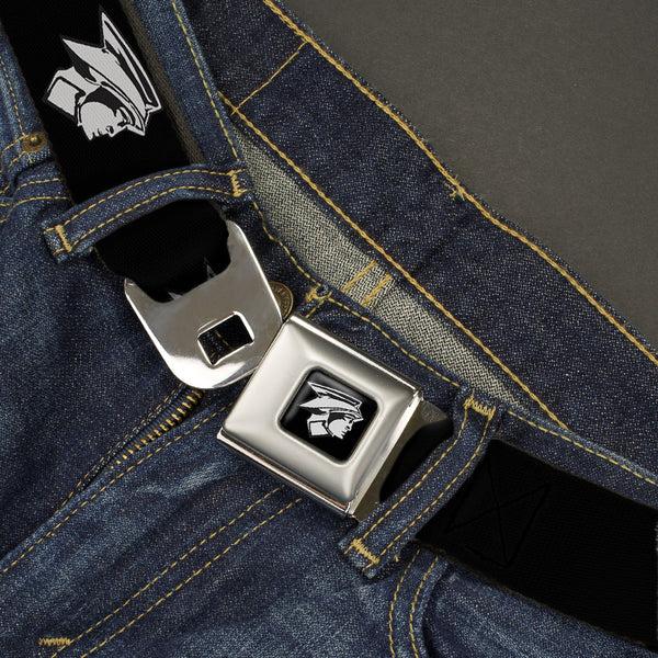 Buckle-Down Ford Mercury Head Emblem Full Color Black White Seatbelt Belt - Ford Mercury Head Emblem Black/White Webbing