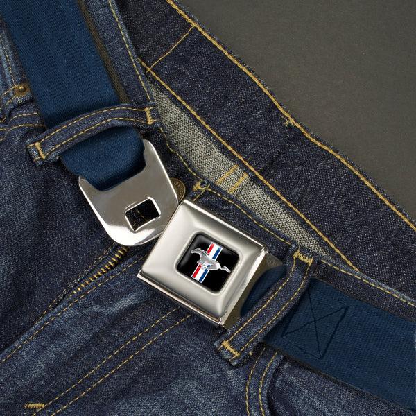 Buckle-Down Ford Mustang Emblem Seatbelt Belt - Navy Panel Webbing