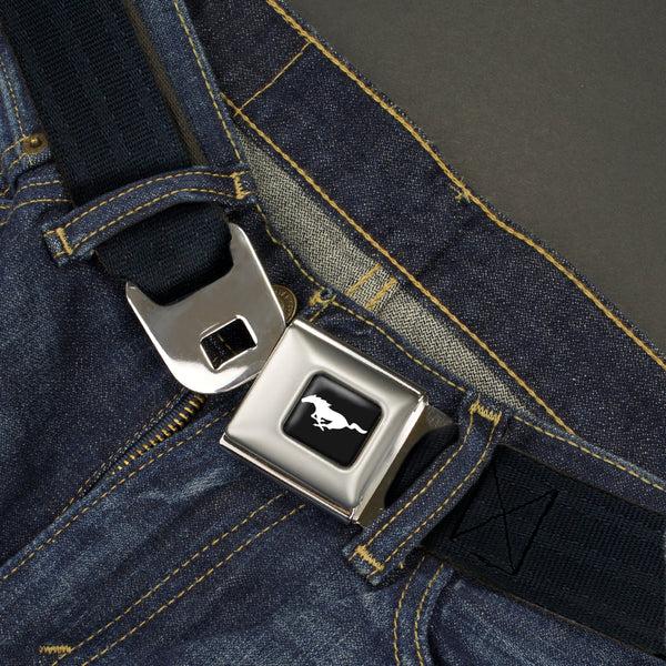 Buckle-Down Ford Mustang Seatbelt Belt - Black Panel Webbing