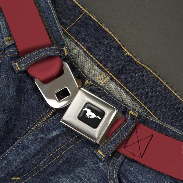 Buckle-Down Ford Mustang Seatbelt Belt - Burgundy Webbing