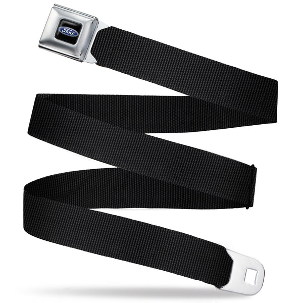 Buckle-Down Ford Oval Full Color Black/Blue Seatbelt Belt - Black Webbing