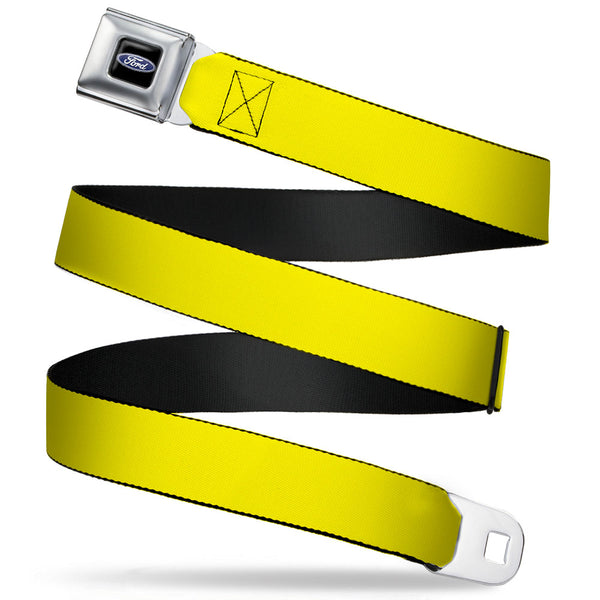 Buckle-Down Ford Oval Full Color Black/Blue Seatbelt Belt - Yellow Webbing