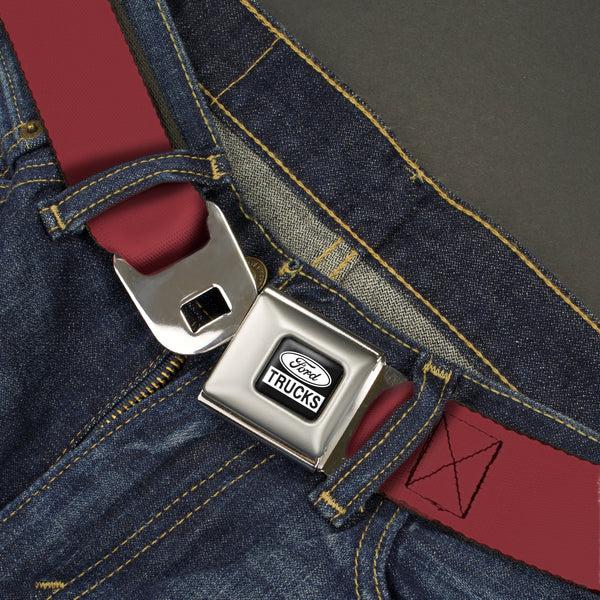 Buckle-Down Ford Trucks Seatbelt Belt - Burgundy Webbing