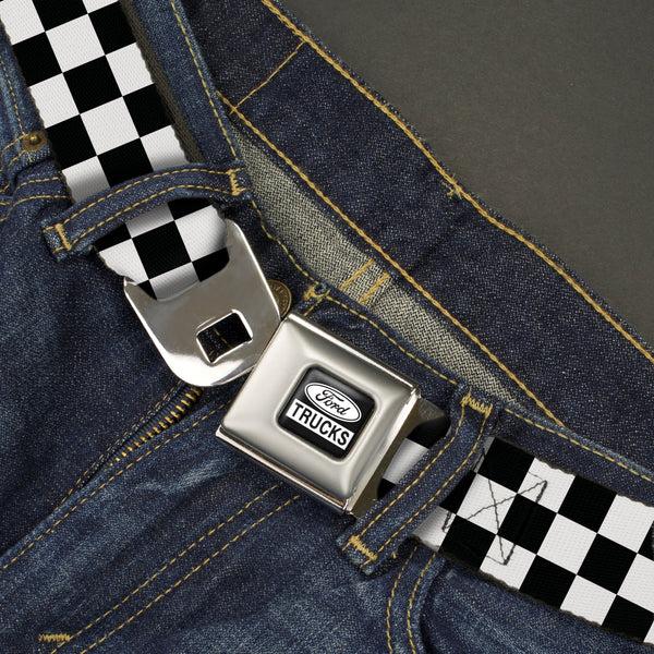 Buckle-Down Ford Trucks Seatbelt Belt - Checker Black/White Webbing