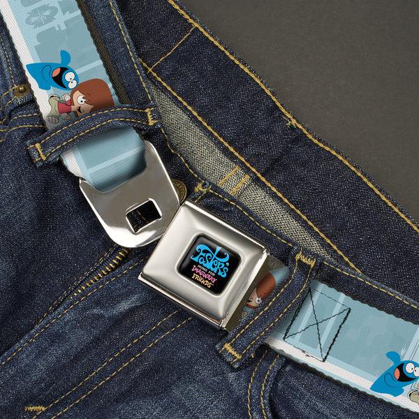 Buckle-Down FOSTER'S HOME FOR IMAGINARY FRIENDS Title Logo Black/Multi Color Seatbelt Belt - Foster's Home For Imaginary Friends Mac And Bloo Pose Blues Webbing