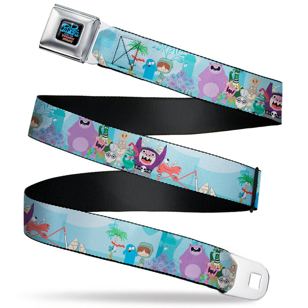 Buckle-Down FOSTER'S HOME FOR IMAGINARY FRIENDS Title Logo Black/Multi Color Seatbelt Belt - Foster's Home for Imaginary Friends Group Pose Blues Webbing
