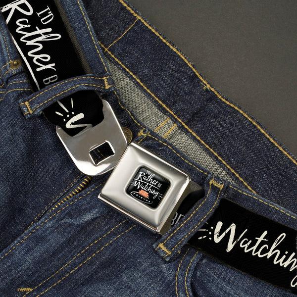 Buckle-Down Friends Couch I'D RATHER BE WATCHING FRIEND THE TELEVISION SERIES Full Color Black/White/Multi Color Seatbelt Belt - Friends I'D RATHER BE WATCHING FRIEND THE TELEVISION SERIES Black/White/Multi Color Webbing
