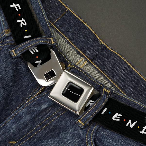 Buckle-Down FRIENDS Logo Full Color Black/White/Multi Color Seatbelt Belt - FRIENDS Logo Black/White/Multi Color Webbing