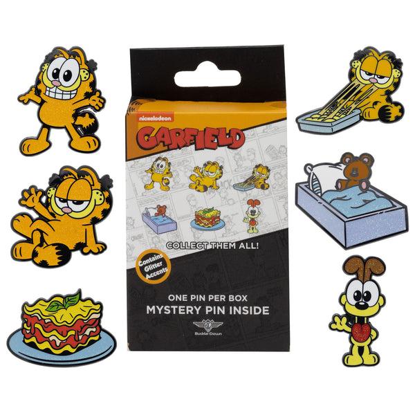 Buckle-Down Garfield Mystery Enamel Pin Blind Box Series Garfield Standing Garfield Lounging Garfield Eating Lasagna A Lasagna Plate Odie Waving Or Pooky Teddy Bear