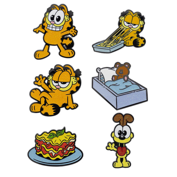 Buckle-Down Garfield Mystery Enamel Pin Blind Box Series Garfield Standing Garfield Lounging Garfield Eating Lasagna a Lasagna Plate Odie Waving or Pooky Teddy Bear