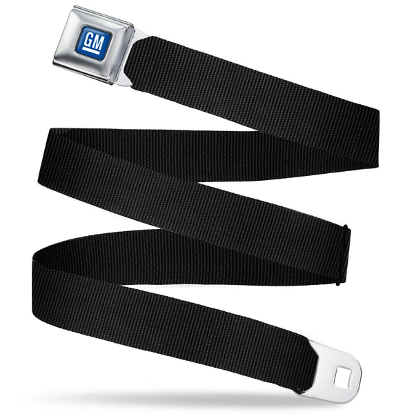 Buckle-Down GM Logo Full Color Blue/White Seatbelt Belt - Black Webbing Buckle-Down GM Logo Full Color Blue/White Seatbelt Belt - Black Webbing