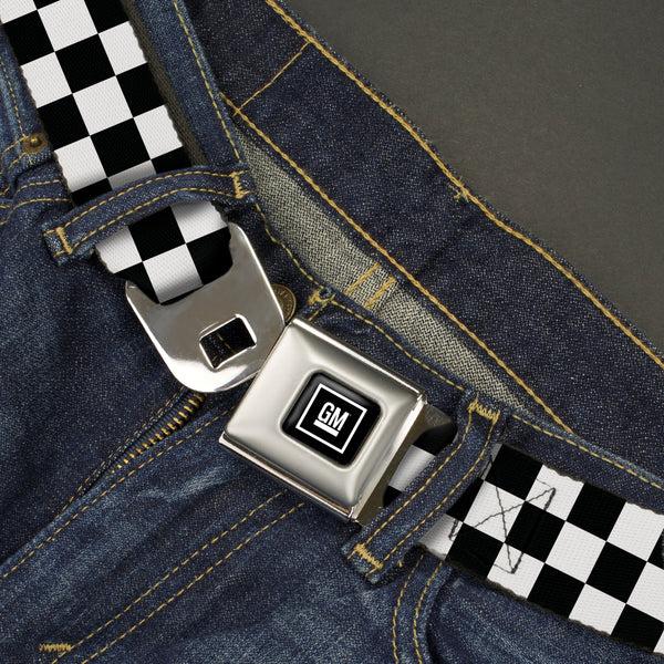 Buckle-Down GM Seatbelt Belt - Checker Black/White Webbing