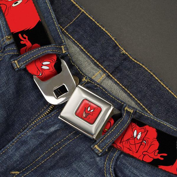 Buckle-Down Gossamer Expression CLOSE-UP Full Color Red Seatbelt Belt - Gossamer 6-Poses Black/Red Webbing