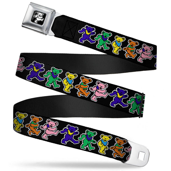 Buckle-Down Grateful Dead Bear Seatbelt Belt - Dancing Bears Black/Multi Color Webbing