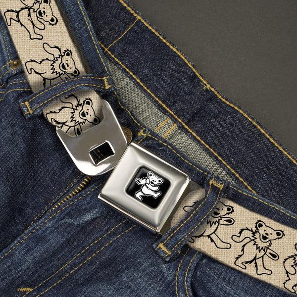 Buckle-Down Grateful Dead Bear Seatbelt Belt - Dancing Bears Hemp/Black Webbing