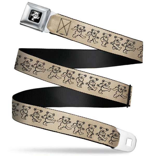 Buckle-Down Grateful Dead Bear Seatbelt Belt - Dancing Bears Hemp/Black Webbing