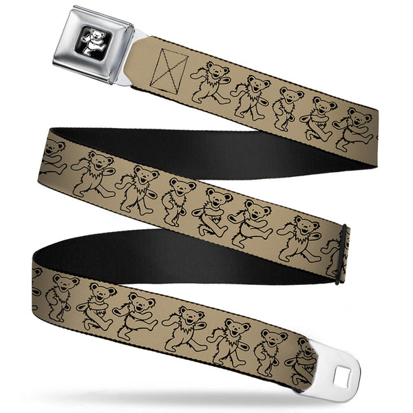 Buckle-Down Grateful Dead Bear Seatbelt Belt - Dancing Bears Tan/Black Webbing