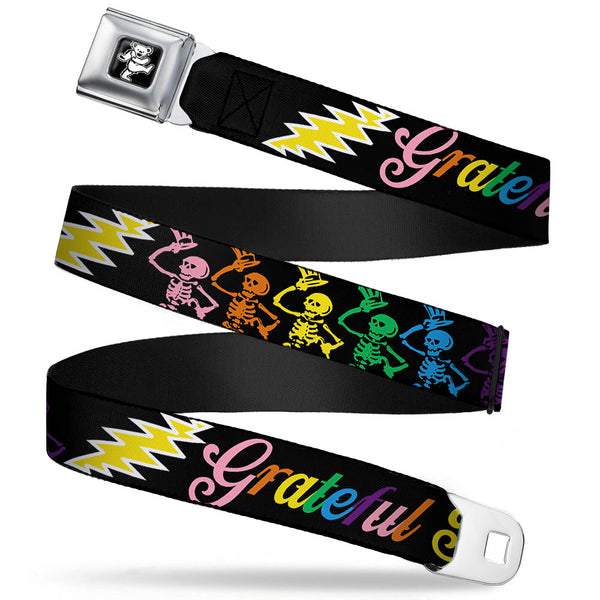 Buckle-Down Grateful Dead Bear Seatbelt Belt - Grateful Dead Script w/Bears & Skeletons Black/Multi Color Webbing