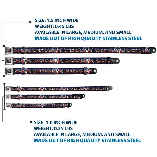 Buckle-Down GRATEFUL DEAD Text With Steal Your Face Logo Full Color Black Seatbelt Buckle Collar - Grateful Dead Dave's Picks Skeleton Americana Bonus Art
