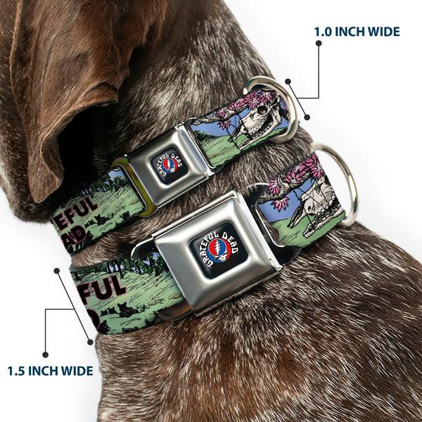 Buckle-Down GRATEFUL DEAD Text With Steal Your Face Logo Full Color Black Seatbelt Buckle Collar - Grateful Dead Dave's Picks Volume Nine Montana Cover Art