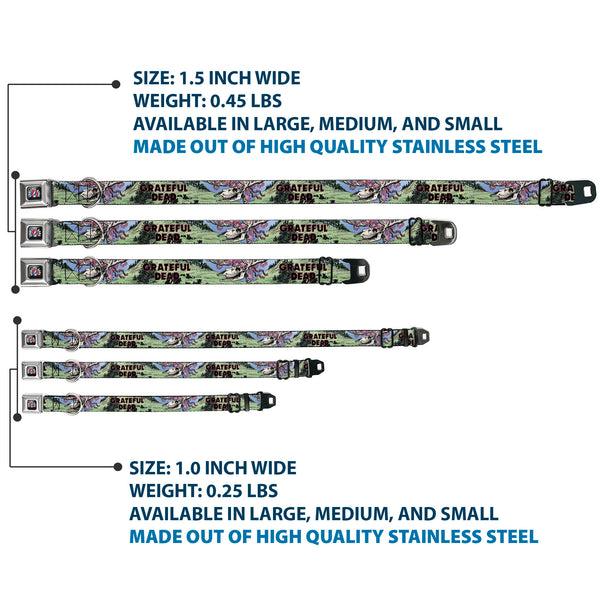 Buckle-Down GRATEFUL DEAD Text With Steal Your Face Logo Full Color Black Seatbelt Buckle Collar - Grateful Dead Dave's Picks Volume Nine Montana Cover Art