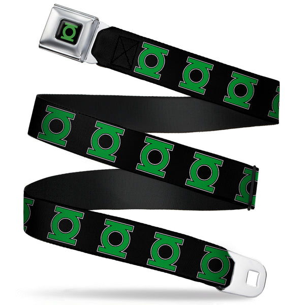 Buckle-Down Green Lantern Logo CLOSE-UP Black Green Seatbelt Belt - Green Lantern Logo Black/Green Webbing