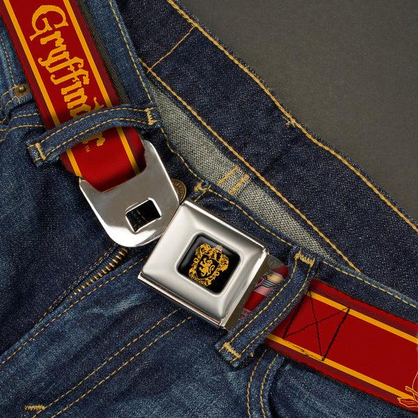 Buckle-Down Gryffindor Crest Full Color Black/Gold Seatbelt Belt - GRYFFINDOR & Crest Stripe Reds/Gold Webbing