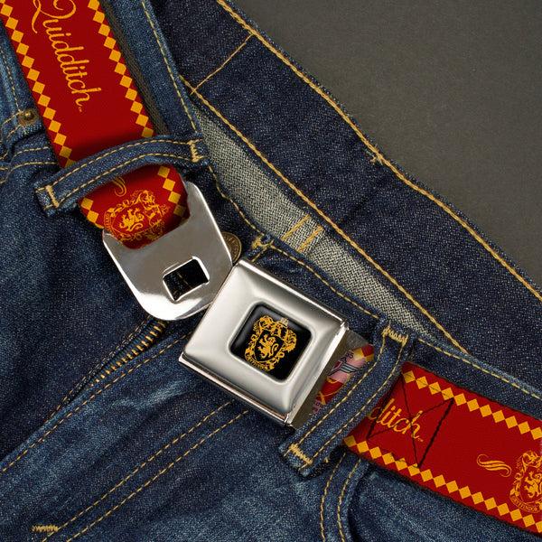 Buckle-Down Gryffindor Crest Full Color Black/Gold Seatbelt Belt - TEAM QUIDDITCH/GRYFFINDOR Crest Red/Gold Webbing